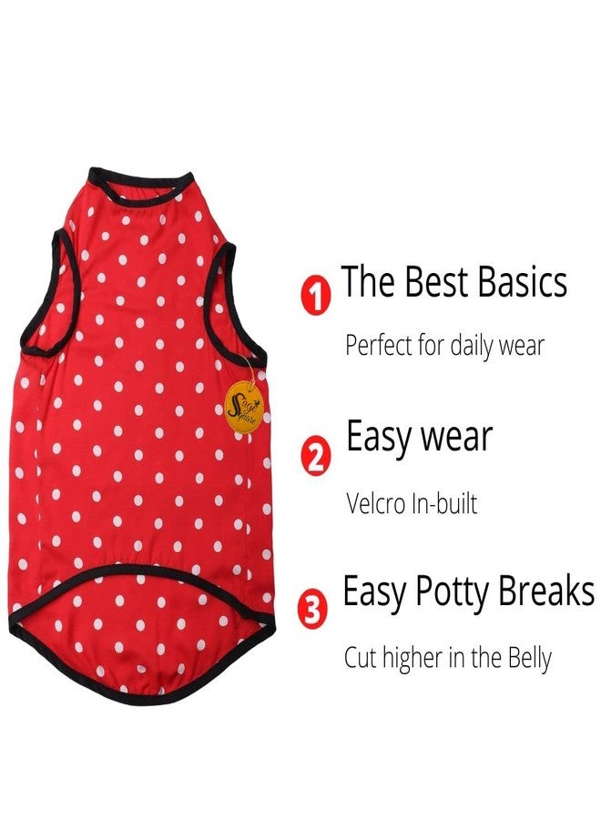 Sage Square Crazy Printed Dog T-Shirt, Trending Dog T-Shirt, Ultra Soft & Light Weight, Comfortable & Breathable Dog Apparel, Trendy Outfit (XSmall - 12 inch) (Polka Red) - Image 5